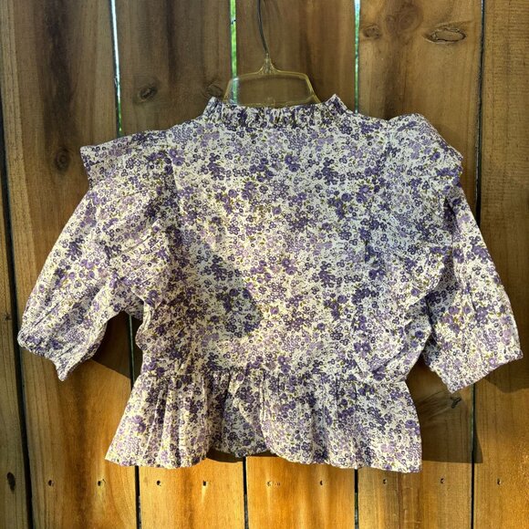 VIOLET ROMANCE Cottagecore Ruffled Romantic Floral BLOUSE TOP US 2 UK 6 NWOT - Picture 4 of 6